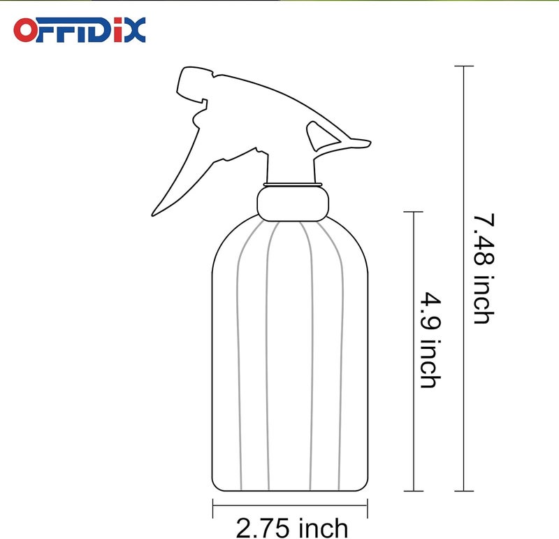 OFFIDIX Glass Watering Can, Handheld Spray Bottles, 0.4L/13.5oz Watering Spray Bottle with Adjustable Nozzle for for Indoor and Outdoor Gardening and Home Cleaning (Orange) - Image 2